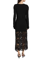 Sabine Embroidered Wool-Cotton Midi-Dress