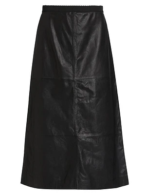 Lucie Leather A-Line Midi-Skirt