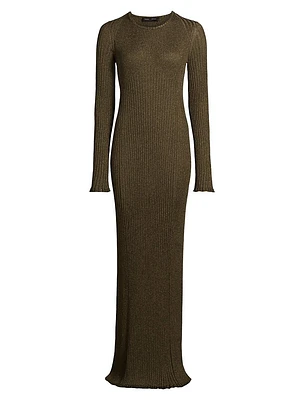 Joni Metallic Rib-Knit Maxi Dress