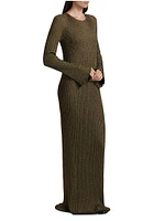 Joni Metallic Rib-Knit Maxi Dress