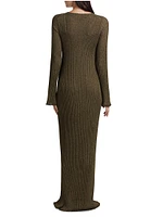 Joni Metallic Rib-Knit Maxi Dress