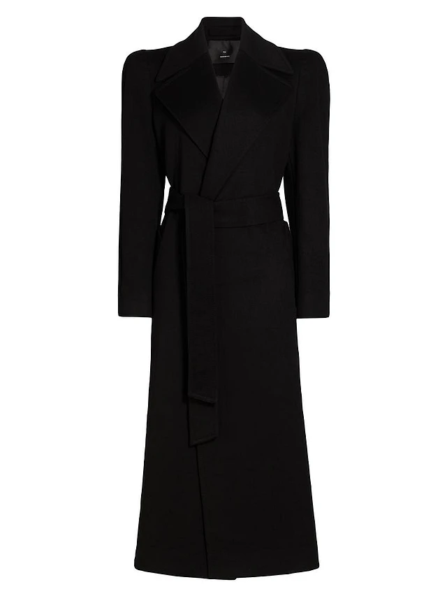 Womens Long Black Wool Coat with Red Detailing and Shawl Collar 1106# Womens Long Black Wool Coat with Red Detailing and Shawl Collar 1106#