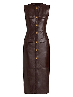 Etta Leather Sheath Dress