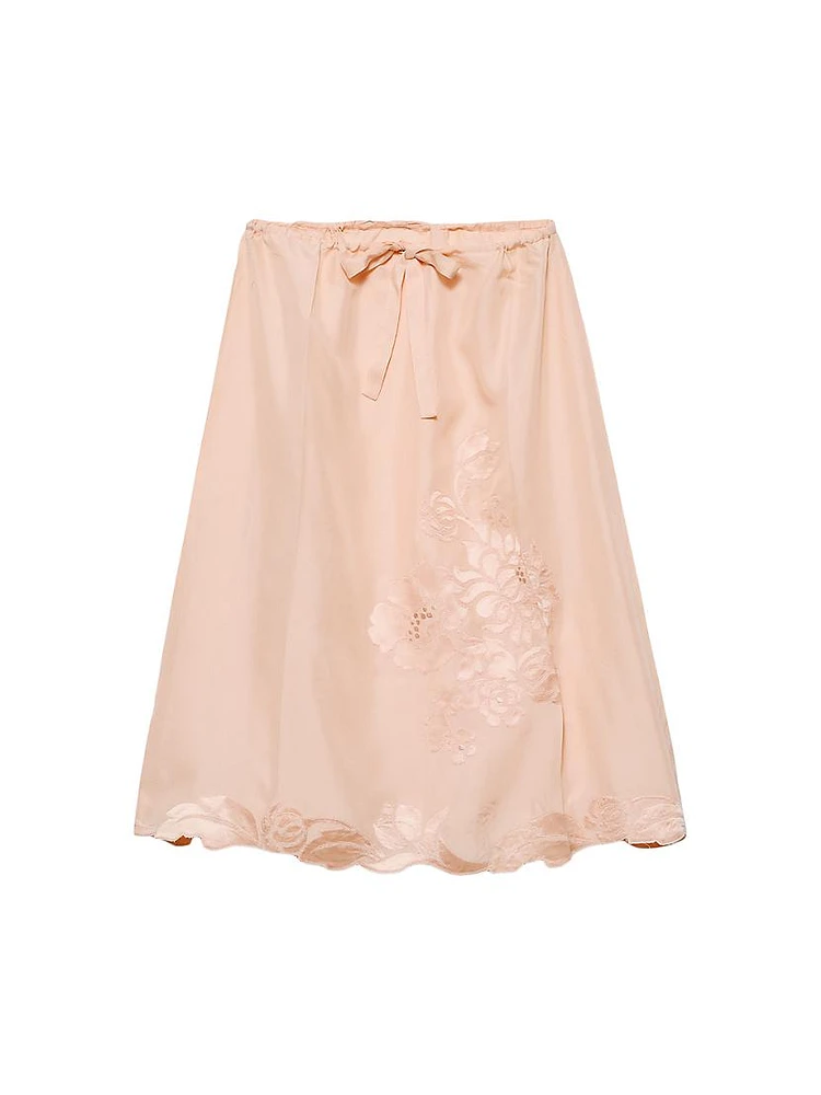 Embroidered Habutai Silk Skirt