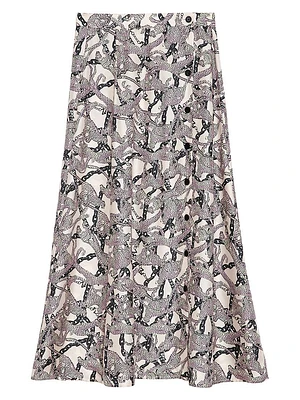 June Leopard Silk Midi Skirt