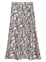 June Leopard Silk Midi Skirt