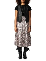 June Leopard Silk Midi Skirt