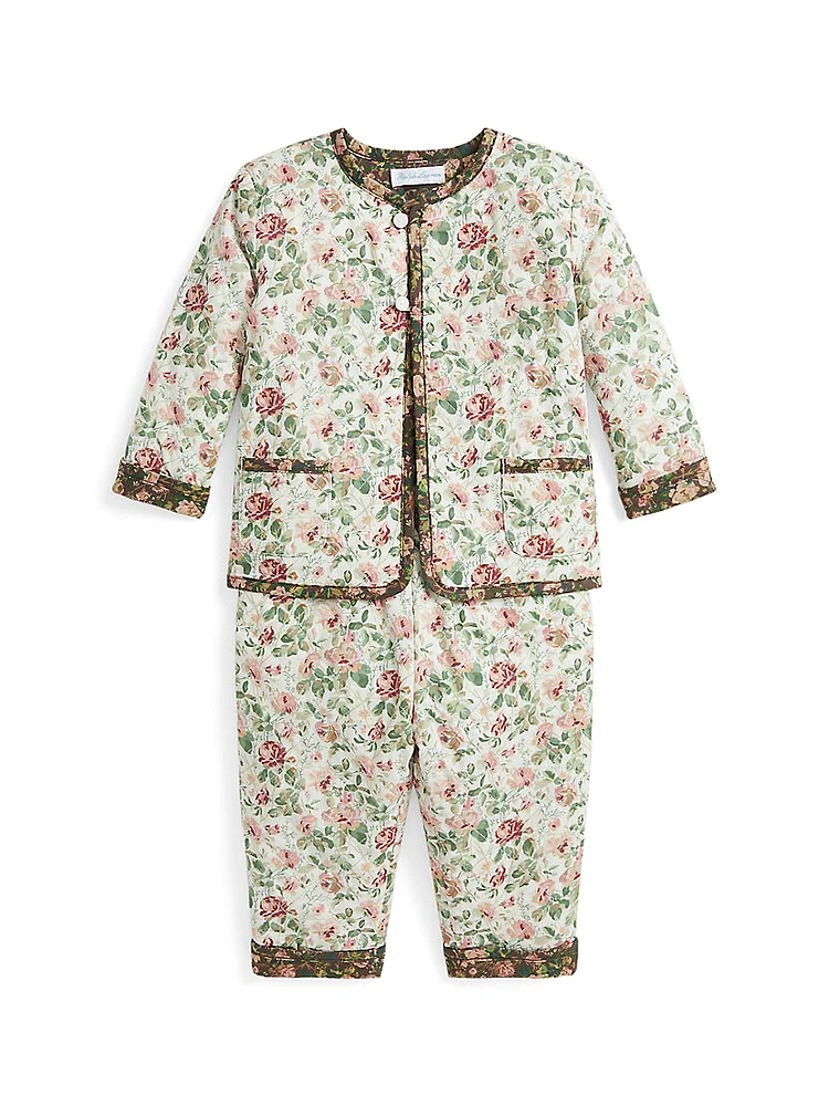 Baby Girl's 2-Piece Reversible Floral Jacket & Pants Set