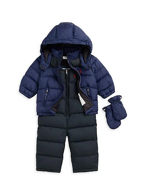 Baby Boy's Down Jacket & Overalls Snowsuit