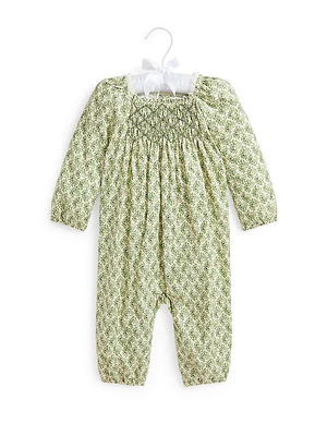 Baby Girl's Smocked Floral Coverall