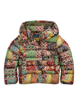 Little Girl's & Girl's Patchwork Print Puffer Jacket