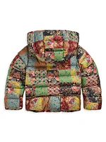 Little Girl's & Patchwork Print Puffer Jacket