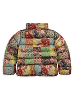 Little Girl's & Patchwork Print Puffer Jacket