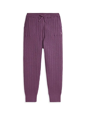 Girl's Mini-Cable Cotton Jogger Pants