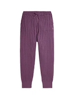 Girl's Mini-Cable Cotton Jogger Pants