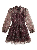 Girl's Floral Ruffled Organza Dress