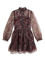 Girl's Floral Ruffled Organza Dress