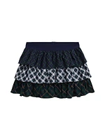 Little Girl's Plaid Tiered Poplin Skirt