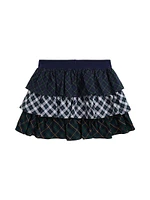 Little Girl's Plaid Tiered Poplin Skirt