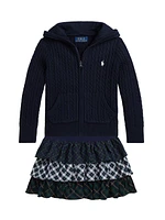 Little Girl's Plaid Tiered Poplin Skirt