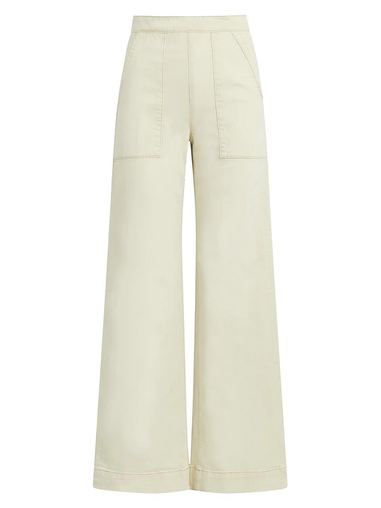 The Side Zip Wide-Leg Stretch Denim Pants