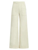 The Side Zip Wide-Leg Stretch Denim Pants