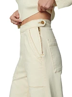 The Side Zip Wide-Leg Stretch Denim Pants