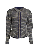 Metallic Tweed Peplum Jacket