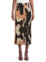 Camouflage Jacquard Midi-Skirt