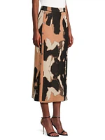 Camouflage Jacquard Midi-Skirt