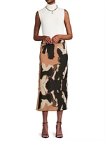 Camouflage Jacquard Midi-Skirt