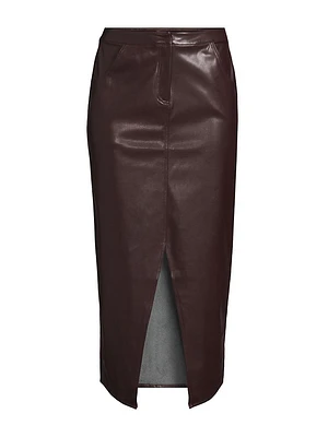 Faux-Leather Midi-Skirt