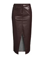 Faux-Leather Midi-Skirt