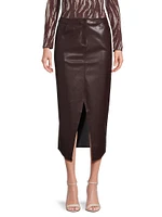 Faux-Leather Midi-Skirt