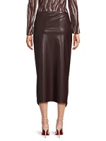 Faux-Leather Midi-Skirt