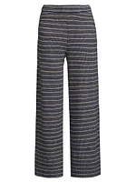 Metallic Tweed Pull-On Pants