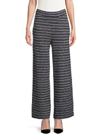 Metallic Tweed Pull-On Pants