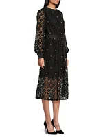 Grommeted Lace Midi-Dress