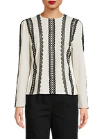 Lace Appliquéd Woven Blouse