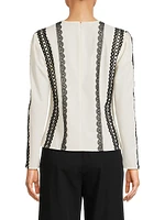 Lace Appliquéd Woven Blouse