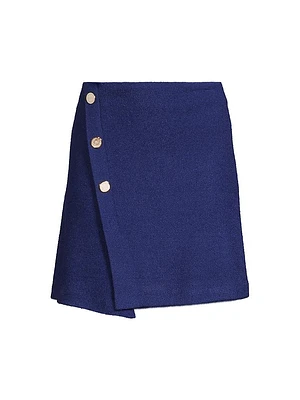 Bouclé Wrap-Front Miniskirt