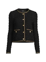 Chain Trim Tweed Knit Jacket