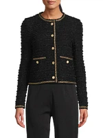 Chain Trim Tweed Knit Jacket