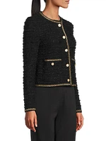 Chain Trim Tweed Knit Jacket