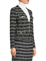 Rhinestone-Accented Fringed Tweed Jacket