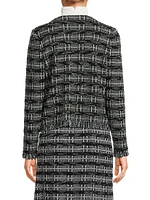 Rhinestone-Accented Fringed Tweed Jacket