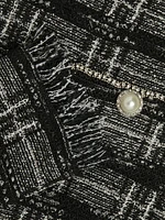 Rhinestone-Accented Fringed Tweed Jacket