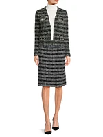 Rhinestone-Accented Fringed Tweed Jacket