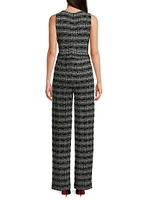 Rhinestone-Embellished Fringed Tweed Jumpsuit