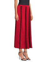 Crêpe De Chine Lace Appliqué A-Line Maxi Skirt